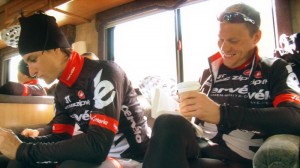 Tour of California, chillin in the team bus